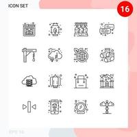 Modern Set of 16 Outlines and symbols such as electric brightness carrot office business Editable Vector Design Elements