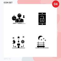 Modern Set of 4 Solid Glyphs Pictograph of failure user depression mobile talent Editable Vector Design Elements