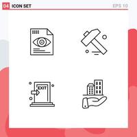 Set of 4 Commercial Filledline Flat Colors pack for file evacuate computing tool exit Editable Vector Design Elements