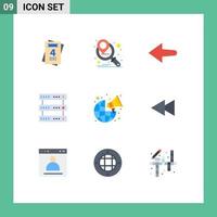 Stock Vector Icon Pack of 9 Line Signs and Symbols for back worldwide database marketing broadcast Editable Vector Design Elements