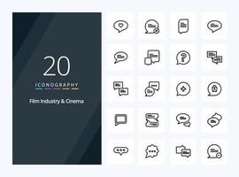 20 Cenima Outline icon for presentation vector