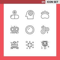 Set of 9 Vector Outlines on Grid for kitchen dish clutches cooking sweet Editable Vector Design Elements