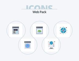 Web Pack Flat Icon Pack 5 Icon Design. globe. picture. web. custom image. web vector