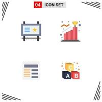 4 Universal Flat Icons Set for Web and Mobile Applications ad board step promotion achievement text Editable Vector Design Elements