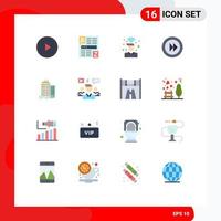 Modern Set of 16 Flat Colors and symbols such as player media internet forward user Editable Pack of Creative Vector Design Elements