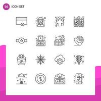 Outline Pack of 16 Universal Symbols of military grade arrow mobile development Editable Vector Design Elements