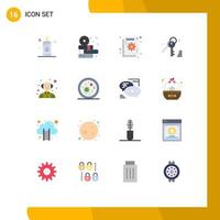 Group of 16 Modern Flat Colors Set for science person business security gdpr Editable Pack of Creative Vector Design Elements