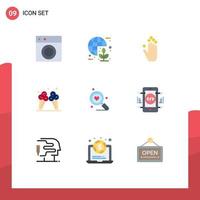 Set of 9 Modern UI Icons Symbols Signs for search cream world ice up Editable Vector Design Elements