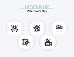 Valentines Day Line Icon Pack 5 Icon Design. love. ribbon. card. love. heart vector