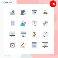 User Interface Pack of 16 Basic Flat Colors of excel goal presentation target man Editable Pack of Creative Vector Design Elements