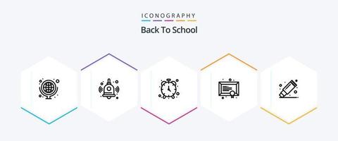 Back To School 25 Line icon pack including rubber. remove. clock. study. education vector