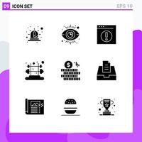 9 Creative Icons Modern Signs and Symbols of money gym analytics fitness man Editable Vector Design Elements