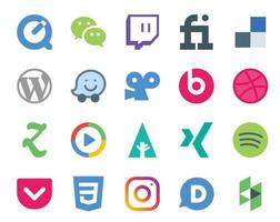 20 Social Media Icon Pack Including spotify forrst waze video zootool vector