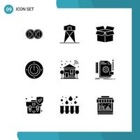 Pictogram Set of 9 Simple Solid Glyphs of home power tower energy product Editable Vector Design Elements