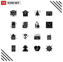 conjunto de 16 iconos de interfaz de usuario modernos signos de símbolos para aplicaciones móviles aplicación de árbol toque elementos de diseño vectorial editables vector