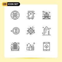 9 Universal Outlines Set for Web and Mobile Applications location gps building compass convert Editable Vector Design Elements