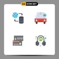 Group of 4 Flat Icons Signs and Symbols for hosting direct payment web less credit Editable Vector Design Elements