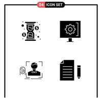 Universal Icon Symbols Group of Modern Solid Glyphs of glass finger cash help recognition Editable Vector Design Elements