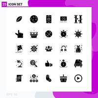 25 Universal Solid Glyph Signs Symbols of speaker music moon business mobile Editable Vector Design Elements