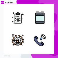 4 User Interface Filledline Flat Color Pack of modern Signs and Symbols of web shop appliances oven call Editable Vector Design Elements