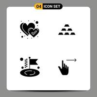 Set of 4 Commercial Solid Glyphs pack for favorite wealth gold golden flag Editable Vector Design Elements