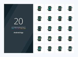 20 Android App line Filled icon for presentation vector