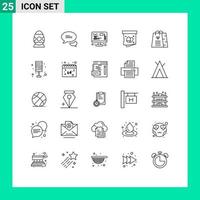 paquete de iconos vectoriales de stock de 25 signos y símbolos de línea para el desarrollo de bolsas de compras regalo de vacaciones elementos de diseño vectorial editables vector