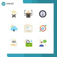 User Interface Pack of 9 Basic Flat Colors of document content arrow archive weather Editable Vector Design Elements