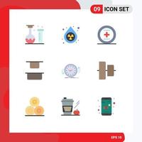 Group of 9 Modern Flat Colors Set for clock vertical pollution up ux Editable Vector Design Elements
