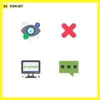 Set of 4 Modern UI Icons Symbols Signs for eye e view cancel electronic Editable Vector Design Elements