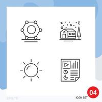 4 Line concept for Websites Mobile and Apps digital sun tree winter document Editable Vector Design Elements