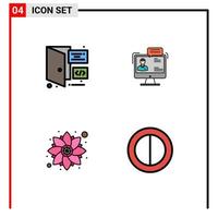 Set of 4 Modern UI Icons Symbols Signs for browser online page consulting pattern Editable Vector Design Elements