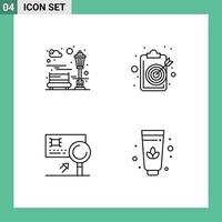 Modern Set of 4 Filledline Flat Colors and symbols such as bench analysis recreation goal card Editable Vector Design Elements