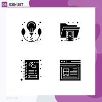 4 Solid Glyph concept for Websites Mobile and Apps energy coffee document format shop Editable Vector Design Elements