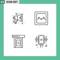 4 Line concept for Websites Mobile and Apps announce home analytics rainy record Editable Vector Design Elements