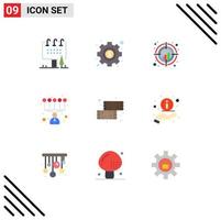 Set of 9 Modern UI Icons Symbols Signs for dessert skills chart personal skills trend Editable Vector Design Elements