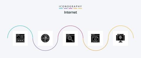 Internet Glyph 5 Icon Pack Including internet. multimedia. browser. internet. arrows vector