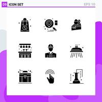 9 iconos creativos signos y símbolos modernos de construcción de trabajadores pastel pub ciudad elementos de diseño vectorial editables vector