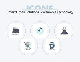 Smart Urban Solutions And Wearable Technology Flat Icon Pack 5 Icon Design. ear. smart city. reality. technology. panel vector