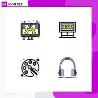 Set of 4 Modern UI Icons Symbols Signs for digital color screen score education Editable Vector Design Elements