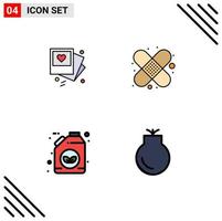 Stock Vector Icon Pack of 4 Line Signs and Symbols for gallert gasoline wedding first aid gun Editable Vector Design Elements