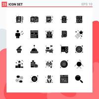 Pictogram Set of 25 Simple Solid Glyphs of settings network farm workflow schedule Editable Vector Design Elements