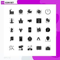 Editable Vector Line Pack of 25 Simple Solid Glyphs of switch money canada dollar gear Editable Vector Design Elements