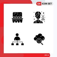 Editable Vector Line Pack of 4 Simple Solid Glyphs of baking user ingredients fashion film Editable Vector Design Elements