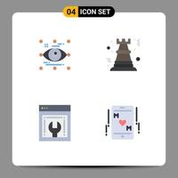 Set of 4 Commercial Flat Icons pack for art strategy look chess web configuration Editable Vector Design Elements