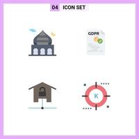 Flat Icon Pack of 4 Universal Symbols of mosque secure moon eu home Editable Vector Design Elements