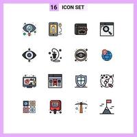 Universal Icon Symbols Group of 16 Modern Flat Color Filled Lines of focus web wallet search browser Editable Creative Vector Design Elements