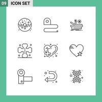 Pack of 9 Modern Outlines Signs and Symbols for Web Print Media such as care grave tape cross hospital Editable Vector Design Elements