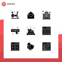 9 Creative Icons Modern Signs and Symbols of food webpage building web city Editable Vector Design Elements