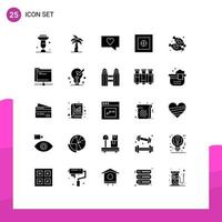 Solid Glyph Pack of 25 Universal Symbols of safe finance indian message like Editable Vector Design Elements